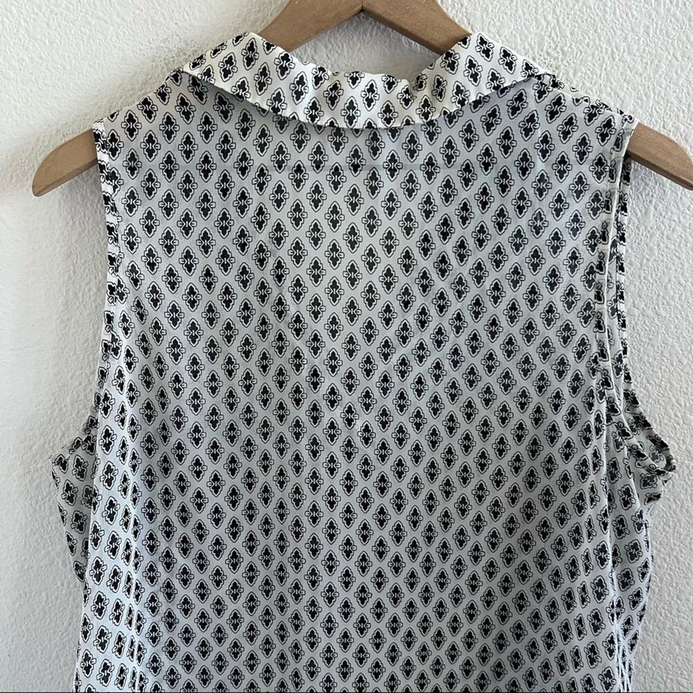 Pleione Long Line Geometric Artsy Semi Sheer Collar Top Blouse Shirt XL - Picture 7 of 8